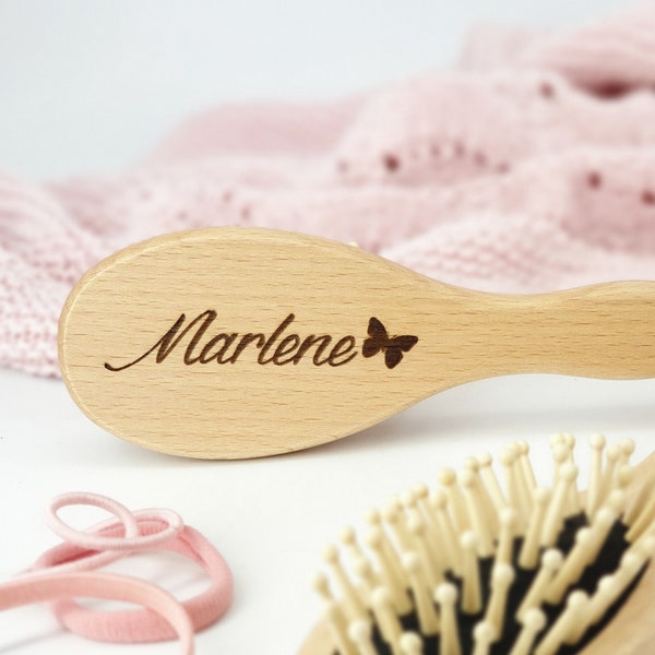 HAARBÜRSTE MIT NAMEN, Geschenk für Mädchen, personalisierte Haarbürste Kinder aus Holz