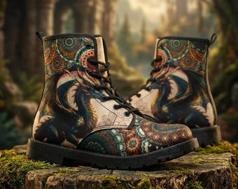 Dragon Combat Boots: Vegan Leather Ankle-High Footwear