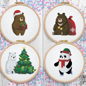 Bear Christmas Ornament Cross Stitch Pattern Set (PDF Pattern)  ST-50