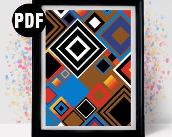 Geometric cross stitch pattern - geometric wall art - Embroidery - Needlepoint Kits - Modern cross stitch- pdf Instant Download-PT-945