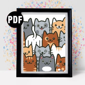 Kattenkruissteekpatroon voor beginners - borduren - borduurpakketten - cadeau-idee kattenliefhebber - pdf Instant Download-PT-951