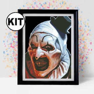KIT de point de croix - modèle de point de croix film - motifs de broderie - kits de broderie - point de croix horreur - clown - vieux film - K-953