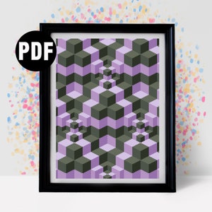 Geometric Cross Stitch Pattern: Modern Cubes Embroidery (PDF Pattern)