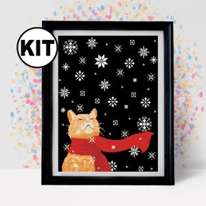 初心者向け猫クロスステッチキット - ニードルポイント - 刺繍 - 黒猫パターン -K-901