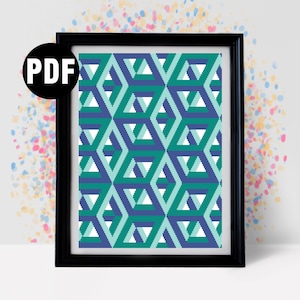 Geometrisches Kreuzstichmuster: Modernes 3D Design (PDF Download)