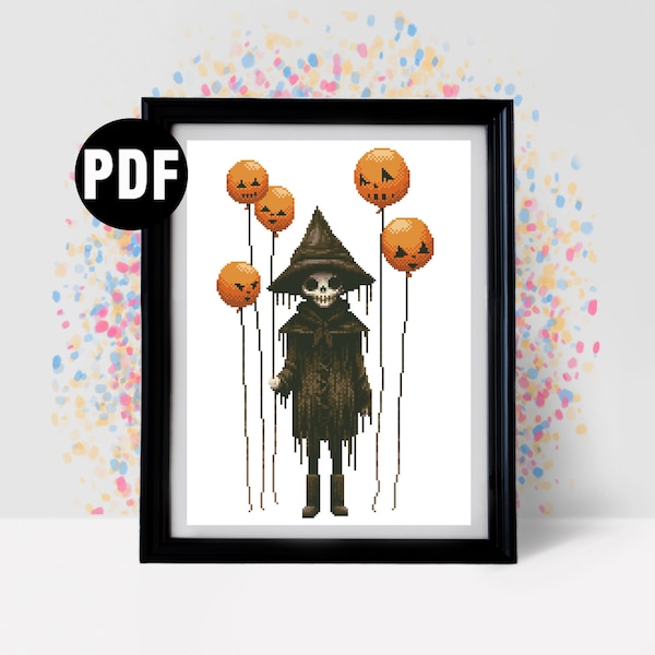 Horror cross stitch pattern - gothic - pumpkin - silhouette - Halloween - Needlepoint Kits - Embroidery - Modern Decor - holiday-PT-1059