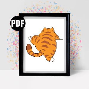 Schema punto croce gatto per principianti - Gatto arancione - Ricamo - Kit punto croce - Idea regalo per amanti dei gatti - pdf Download immediato-PT-1046