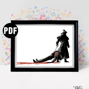 Horror Movie Cross Stitch Pattern: Old Movie Embroidery (PDF Download)