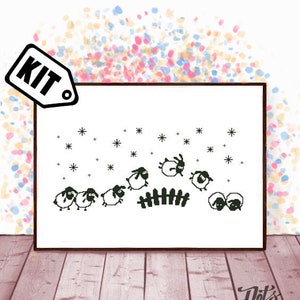 Borduurpakket voor beginners - borduren - kruissteekpatroon schapen - silhouet - animal-Kids Baby-Modern Decor-easy-K-141