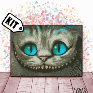 初心者向け猫クロスステッチキット - ニードルポイント - 刺繍 - 黒猫パターン - シルエット - 動物 - モダン装飾 - 黒と白 - K-729