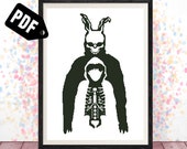 INSPIRED by Donnie Darko cross stitch pattern-silhouette-Movie-rabbit-horror-28.06.42.12-Halloween-pdf Instant Download-PT-82