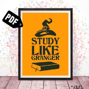 Cross stitch pattern for beginners - Embroidery - Needlepoint Kits - Hermione Granger-silhouette-gryffindor-pdf Instant Download-easy-PT-134