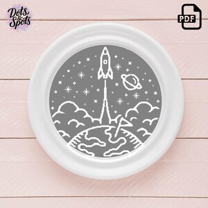 Rocket Launch Cross Stitch Pattern PDF | Space-Themed Stitching - PT-139