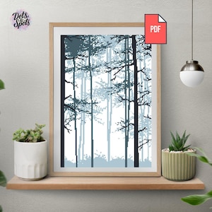 Forest Cross Stitch Pattern: Trees Embroidery Landscape Nature Scandinavian Home Decor (PDF Download) PT-481