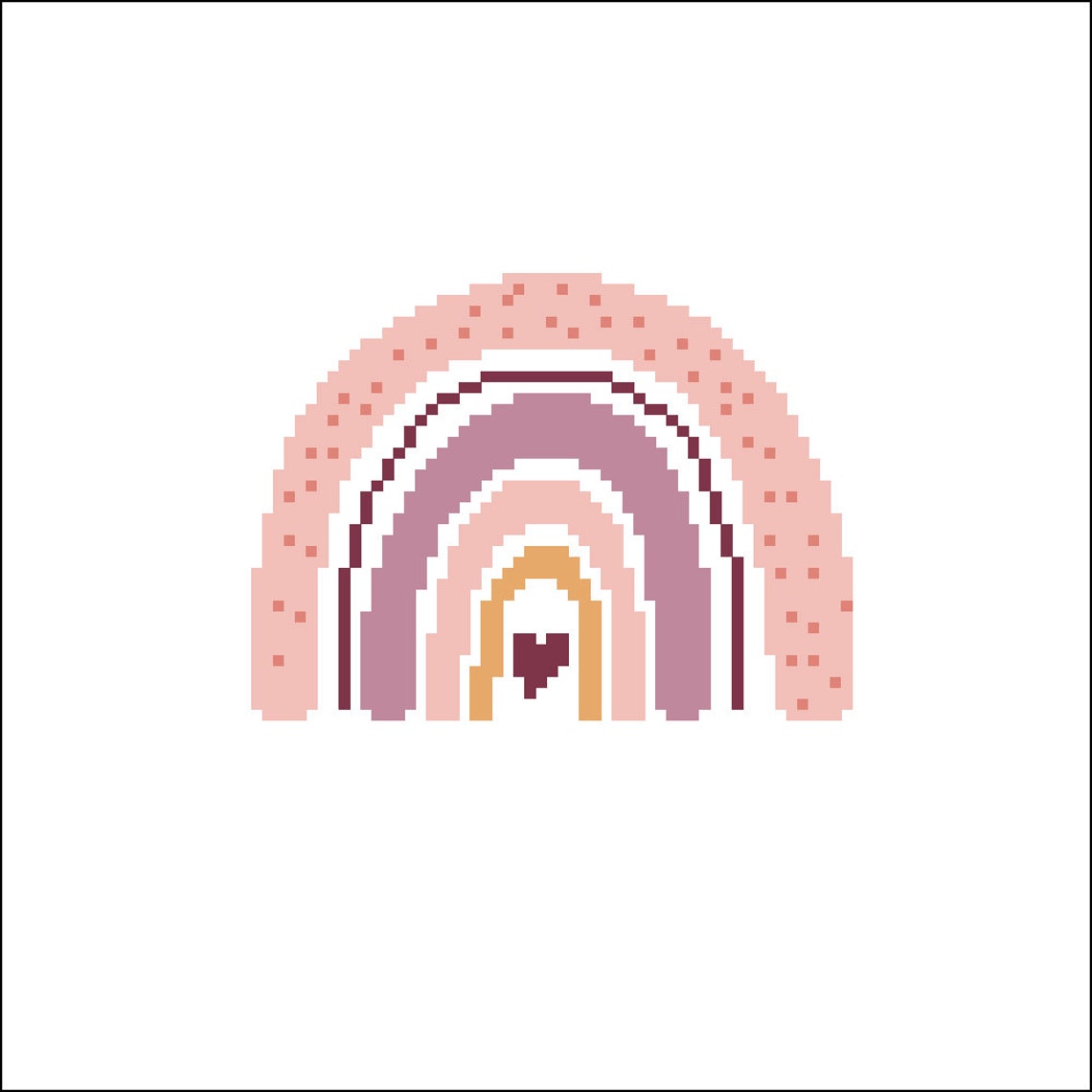 Rainbow Cross Stitch Pattern for Beginners Embroidery | Etsy