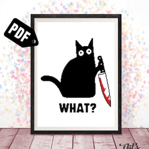 Schwarze Katze Kreuzstich Stickmuster für Anfänger - Stickmuster Stickpackungen - Stickmuster-Stickerei-Silhouette-Tier-Stickerei-Pdf-einfach-PT-387