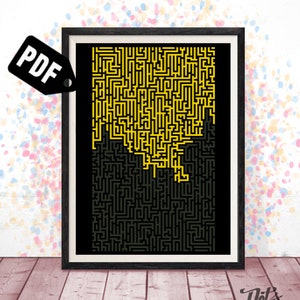 Geometric cross stitch pattern for beginners - geometric wall art- Embroidery-Needlepoint Kits-Modern Decor-pdf Instant Download-easy-PT-809