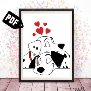 Dog cross stitch pattern for beginners - Embroidery - Needlepoint - Puppy - cute - Characters - for baby - pdf Instant Download -easy-PT-778