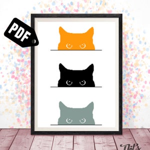 Cat cross stitch pattern for beginners - Embroidery - Needlepoint Kits-cat lover gift idea-Silhouette-animal-pdf Instant Download-pet-PT-416