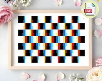 Bold Geometric Cross Stitch Pattern – Optical Illusion Abstract PDF - Embroidery-Needlepoint Kits - pdf Instant Download-easy-PT-1070
