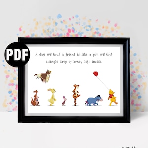 Cartoon Cross stitch pattern - for beginners - Embroidery Designs - Needlepoint Kits  - bear - Modern - pdf Instant Download-easy-PT-1113