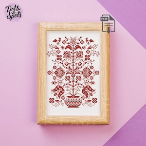 Bird cross stitch - Silhouette cross stitch - Ukrainian Tree of Life Cross Stitch Pattern – Folk Embroidery PDF Design - PT-1045