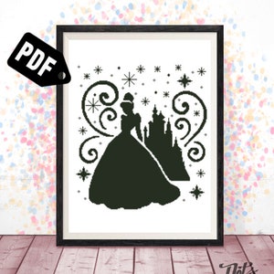 Cross stitch pattern for beginners - Embroidery - Needlepoint Kits - Castle - cartoon - Princess -baby room-pdf Instant Download-easy-PT-232