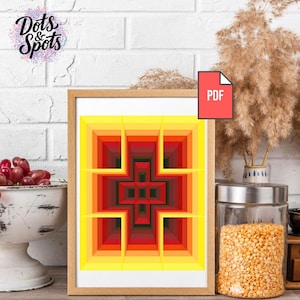 Abstract Geometric Cross Stitch Pattern: 3D Optical Illusion (PDF Download P 1069