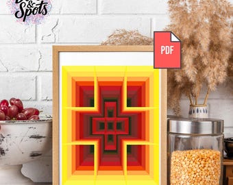 Abstract Geometric Cross Stitch Pattern: 3D Optical Illusion (PDF Download P 1069