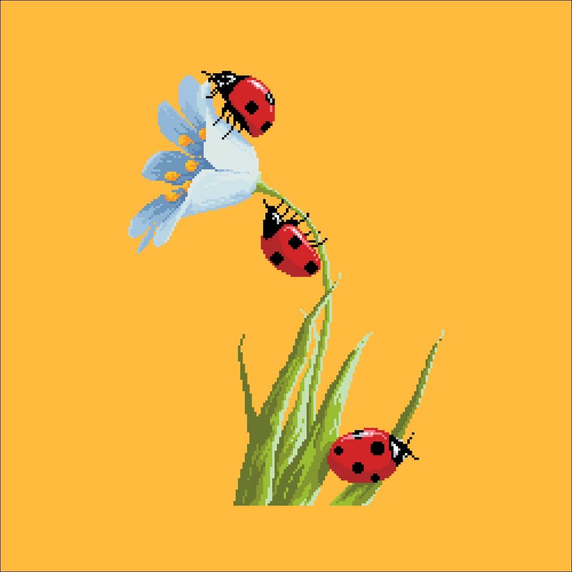 Ladybug Cross Stitch Pattern Bug Cross Stitch Insect Etsy