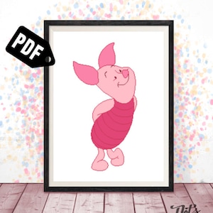 Modèle de point de croix - pour les débutants - motifs de broderie - kits de broderie - porcelet-dessin animé-ours-chambre de bébé-pdf téléchargement immédiat-facile-PT-43