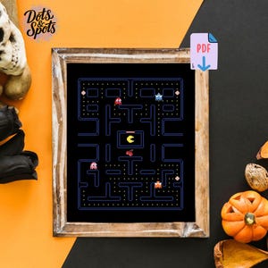 Schema punto croce labirinto arcade retrò pixel labirinto per principianti geek decor (download PDF) PT-600