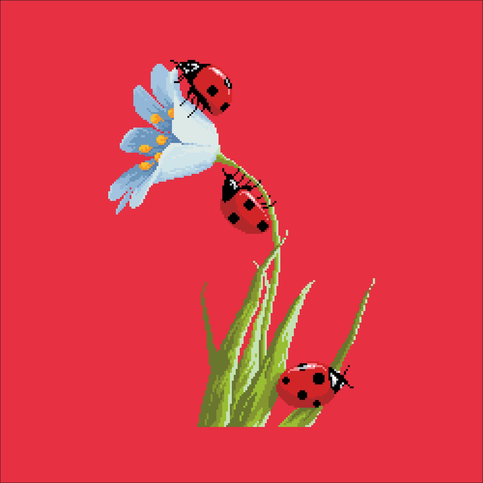 Ladybug Cross Stitch Pattern Bug Cross Stitch Insect Etsy