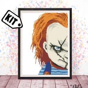 Kreuzstich Set - Film Kreuzstich Stickmuster - Stickmuster - Stickpackung - Horror Kreuzstich - Clown - Alter Film - K-758