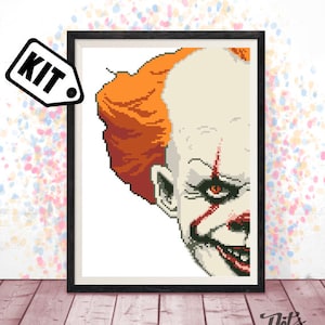 Kreuzstich Set - Film Kreuzstich Stickmuster - Stickmuster - Stickpackung - Horror Kreuzstich - Clown - K-565