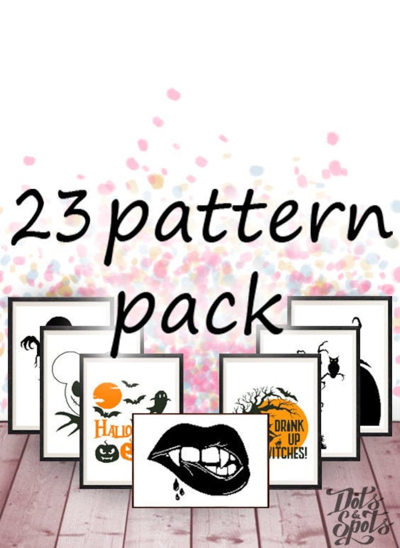 Set of 23 cross stitch-Halloween cross stitch-cross stitch pattern pack-for beginners-Embroidery-Needlepoint Kits-pdf Instant Download-ST-08