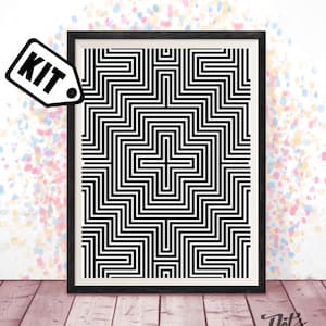 Geometrische borduurset voor beginners: zwart-wit borduurnaald K-775
