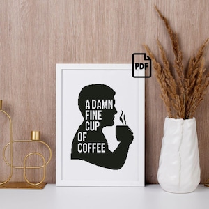 Korsstygnsmönster - för nybörjare - Broderidesigner - Nålpunktskit - Agent Cooper - köksdekor - siluett - pdf Direktnedladdning - PT-281