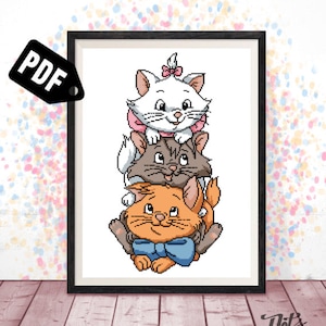 Kreuzstich Stickmuster - für Anfänger - Stickmuster - Nadelspitzen Stickpackungen - Cartoon - Silhouette -Katze-Tier-schwarz und weiß-einfach-PT-773