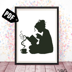 Modèle de point de croix pour débutant - chat - décoration de chambre de bébé - broderie - livre de lecture-moderne-pdf téléchargement immédiat-facile-PT-290