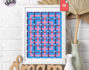 Geometric cross stitch pattern - Needlepoint Kits -  Abstract Maze Embroidery - Hoop Art Gift - pdf Instant Download-PT-1164