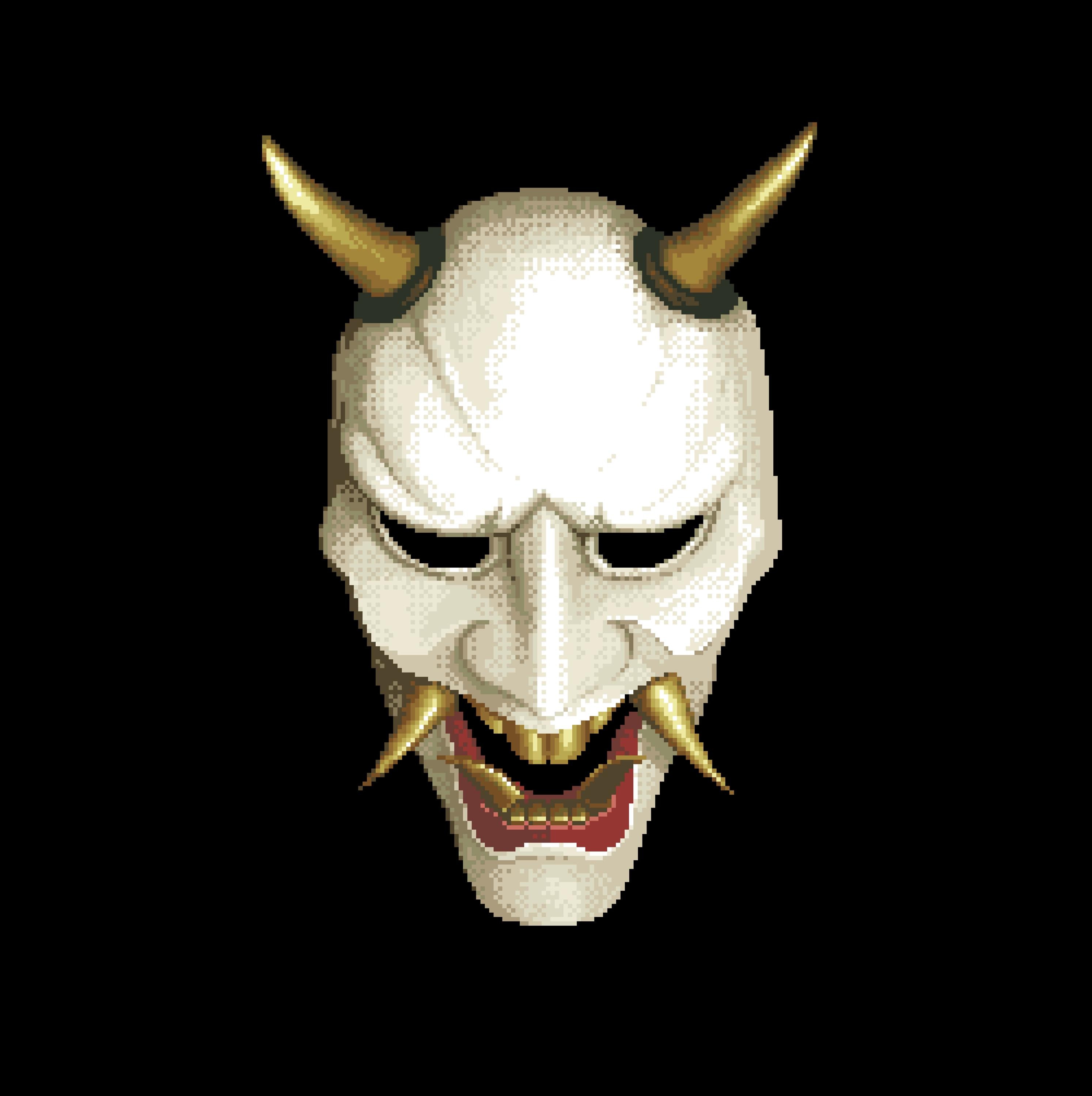鬼レア35枚限定 Repeat Pattern Fukuoka Kumamoto Hannya Mask Cross Stitch Pattern: Japanese Folklore Embroidery