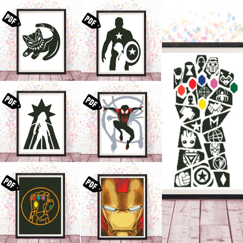 Embroidery Needlepoint Kits Set of 16 cross stitch for beginners Modern Decor-pdf Instant Download-ST-02 cross stitch pattern pack