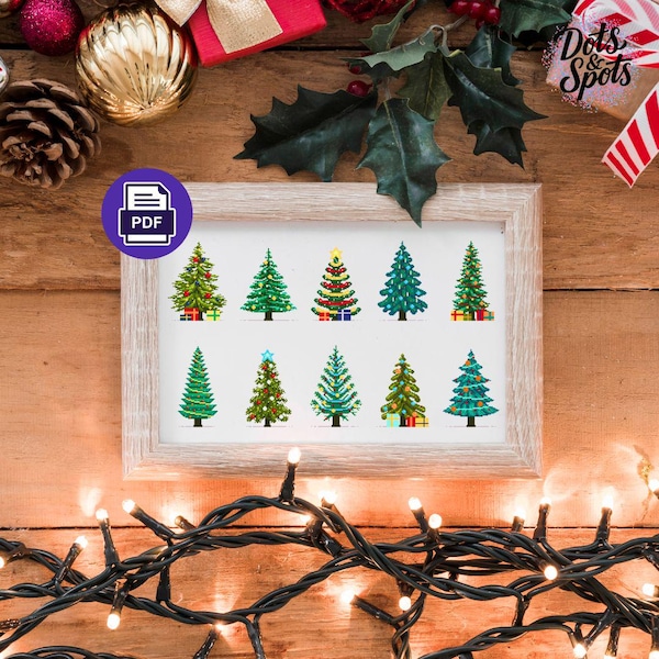 Padrão de Ponto Cruz de Árvore de Natal: Bordado Festivo de Árvores para as Festas - Download Instantâneo - Amostra de Natal (Download em PDF) PT-1171