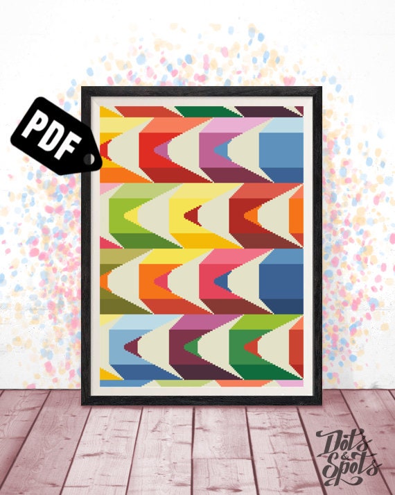Geometric Cross Stitch Pattern for Beginners Geometric Wall - Etsy