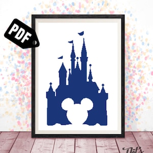 Castle Cross stitch pattern for beginners-Embroidery-Needlepoint Kits-Cartoon-Room Decor-Princess - Magic -pdf Instant Download-easy-PT-40