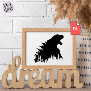 Cross Stitch Pattern: Urban Silhouette Movie Monster Embroidery (PDF Download) PT-534