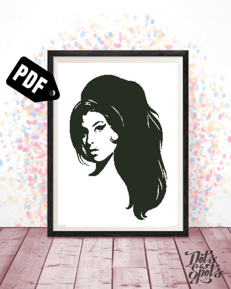 Inspired By Amy Winehouse Cross Stitch Pattern Portrait Fan Etsy