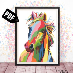 Cross stitch pattern horse - Embroidery - animals - Home - Modern - Kids Room - Needlepoint - best gift - easy - pdf Instant Download-PT-733