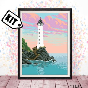 Lighthouse Cross Stitch Kit: Beginner Needlepoint Embroidery K -514